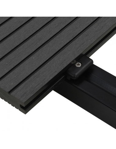 Pavimento per Esterni in WPC Pieno Accessori 10 m² 2,2 m Nero