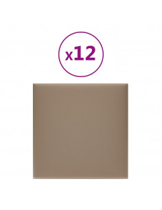 Pannelli Murali 12 pz Cappuccino 30x30 cm Similpelle 1,08 m²