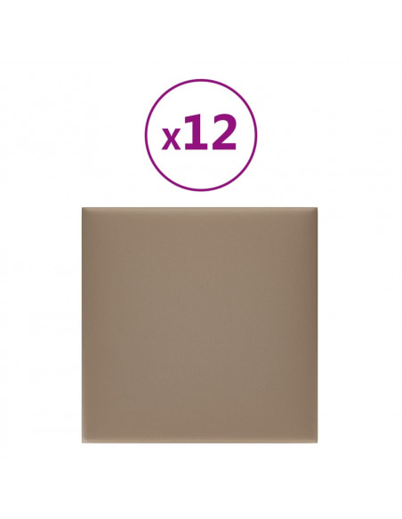 Pannelli Murali 12 pz Cappuccino 30x30 cm Similpelle 1,08 m²