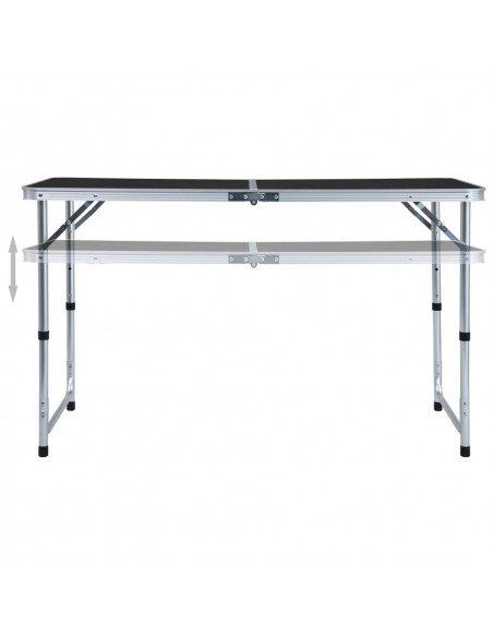 Tavolo da Campeggio Pieghevole in Alluminio Grigio 120x60 cm