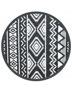 Tappeto da Esterni Nero Ø120 cm in PP