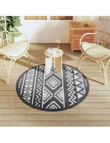 Tappeto da Esterni Nero Ø120 cm in PP