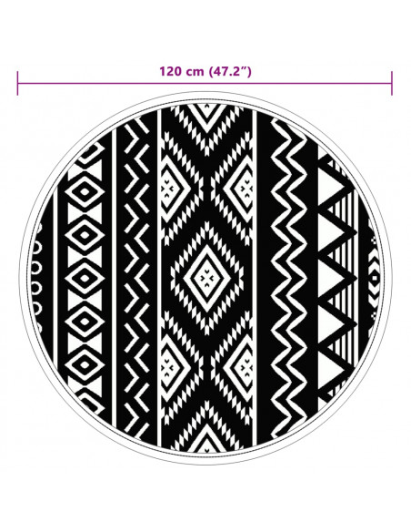 Tappeto da Esterni Nero Ø120 cm in PP