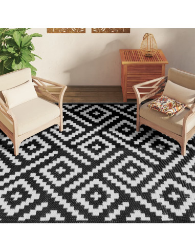 Tappeto da Esterni Bianco e Nero 190x290 cm in PP