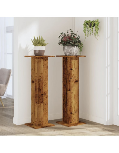 Supporti per Piante 2 pz Legno Vecchio 30x30x95 cm Truciolato