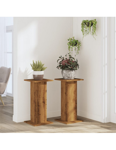 Supporti Piante 2 pz Rovere Artigianale 30x30x60 cm Truciolato
