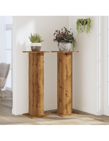 Supporti Piante 2 pz Rovere Artigianale 30x30x95 cm Truciolato