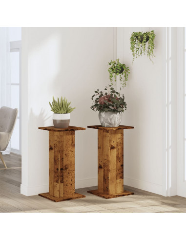 Supporti per Piante 2 pz Legno Vecchio 30x30x60 cm Truciolato
