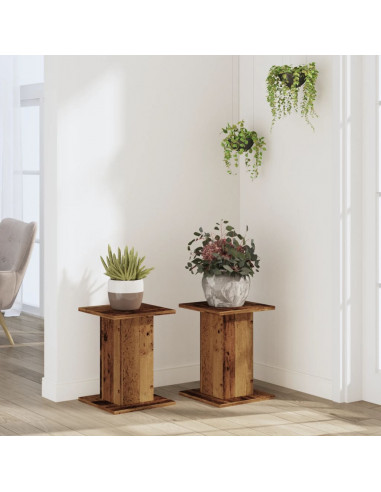 Supporti per Piante 2 pz Legno Vecchio 30x30x40 cm Truciolato