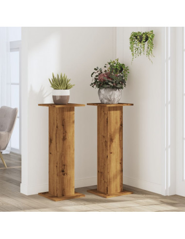 Supporti Piante 2 pz Rovere Artigianale 30x30x80 cm Truciolato