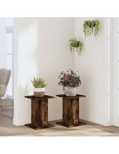 Supporti per Piante 2 pz Rovere Fumo 30x30x40 cm in Truciolato