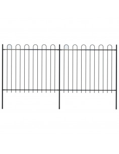 Recinzione da Giardino con Punta Tonda Acciaio 3,4x1,5 m Nera 2