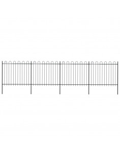 Recinzione Giardino con Punta Tonda in Acciaio 6,8x1,5m Nera 2