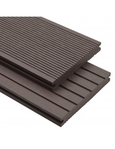 Pavimento Esterni WPC Pieno Accessori 16m² 2,2m Marrone Scuro 2