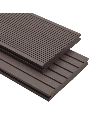 Pavimento Esterni WPC Pieno Accessori 16m² 2,2m Marrone Scuro