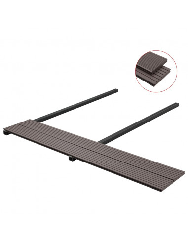 Pavimento Esterni WPC Pieno Accessori 16m² 2,2m Marrone Scuro