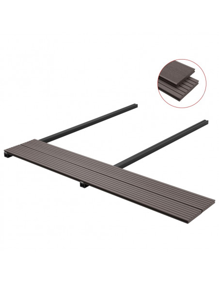 Pavimento Esterni WPC Pieno Accessori 20m² 2,2m Marrone Scuro