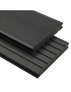 Pavimento per Esterni in WPC Pieno Accessori 16 m² 2,2 m Nero 2