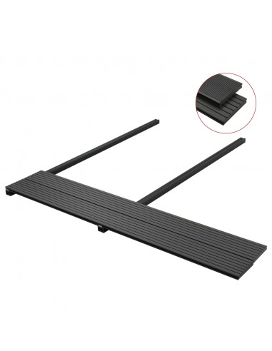 Pavimento per Esterni in WPC Pieno Accessori 16 m² 2,2 m Nero