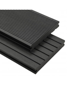 Pavimento per Esterni in WPC Pieno Accessori 20 m² 2,2 m Nero 2