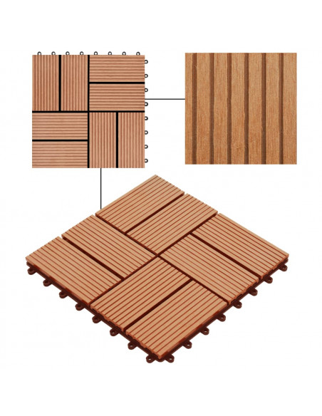 Piastrelle per Decking 22 pz 30x30cm 2mq in WPC Colore Teak