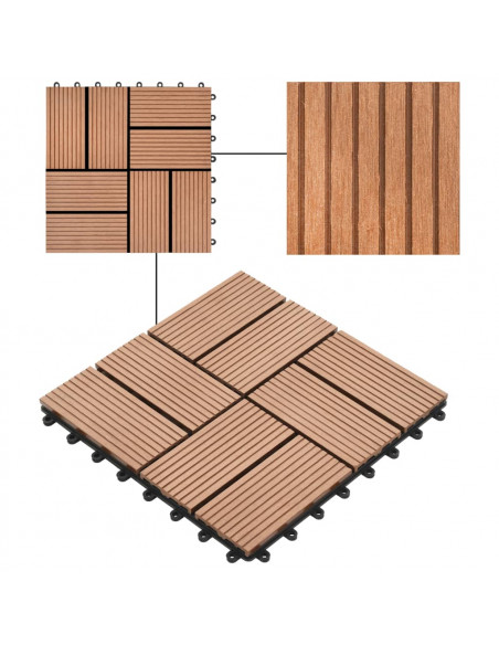 Piastrelle per Decking 22 pz 30x30cm 2mq in WPC Marrone