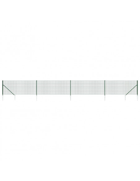 Recinzione Metallica con Picchetti Ancoraggio Verde 1,1x10 m
