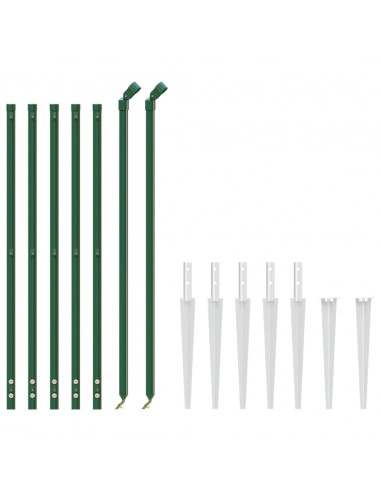 Recinzione Metallica con Picchetti Ancoraggio Verde 1,1x10 m