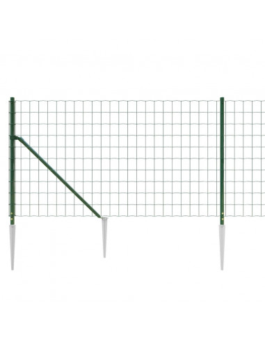 Recinzione Metallica con Picchetti Ancoraggio Verde 1,1x10 m