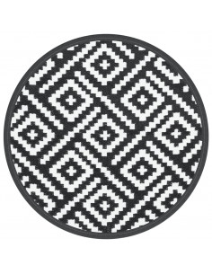 Tappeto da Esterni Bianco e Nero Ø120 cm in PP 2