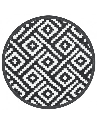 Tappeto da Esterni Bianco e Nero Ø120 cm in PP