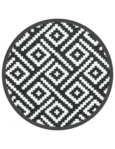 Tappeto da Esterni Bianco e Nero Ø120 cm in PP
