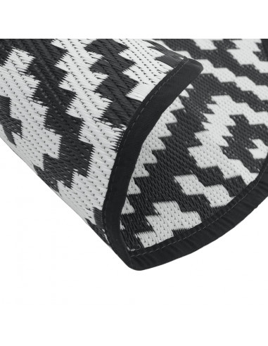 Tappeto da Esterni Bianco e Nero Ø120 cm in PP