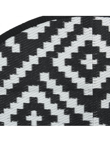 Tappeto da Esterni Bianco e Nero Ø120 cm in PP