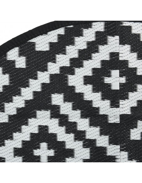 Tappeto da Esterni Bianco e Nero Ø120 cm in PP
