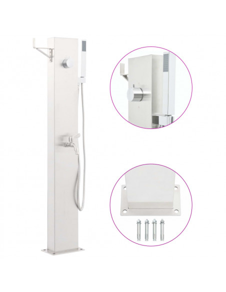 Rubinetteria per Doccia da Giardino 110 cm in Acciaio inox