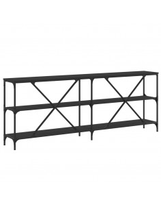 Tavolino Consolle Nero 200x30x75 cm Legno Multistrato e Ferro