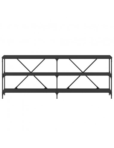 Tavolino Consolle Nero 200x30x75 cm Legno Multistrato e Ferro