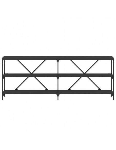 Tavolino Consolle Nero 200x30x75 cm Legno Multistrato e Ferro