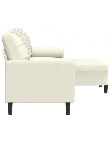 Divano a 3 Posti con Poggiapiedi Crema 180 cm in Velluto