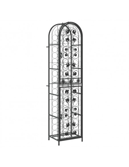 Portavini da 73 Bottiglie Nero 45x36x200cm in Ferro Battuto
