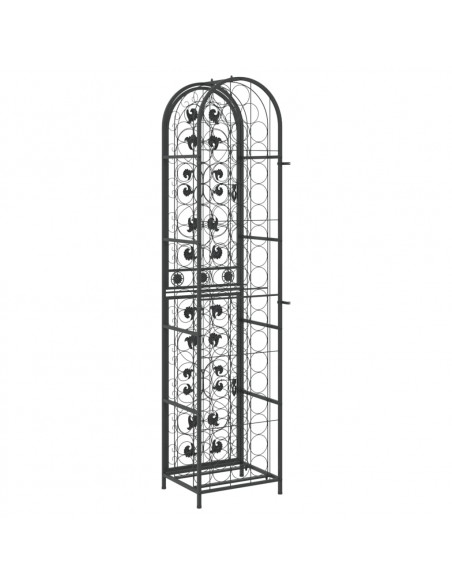 Portavini da 73 Bottiglie Nero 45x36x200cm in Ferro Battuto