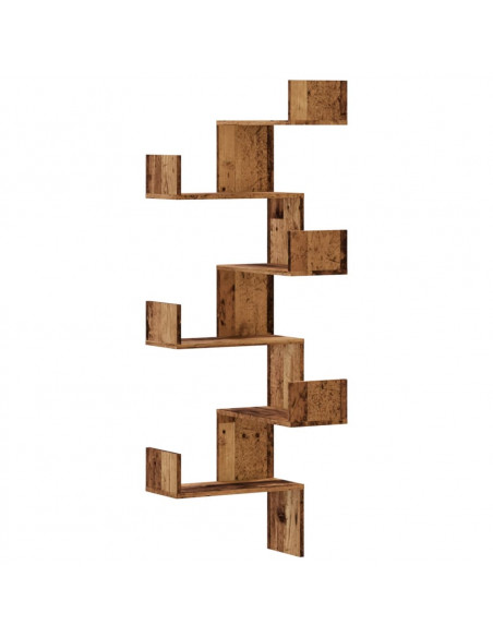 Scaffale Angolare Muro Legno Antico 45x45x147 cm Multistrato