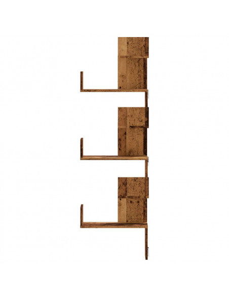 Scaffale Angolare Muro Legno Antico 45x45x147 cm Multistrato