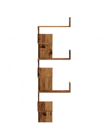 Scaffale Angolare Muro Legno Antico 45x45x147 cm Multistrato