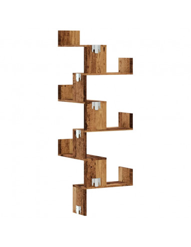 Scaffale Angolare Muro Legno Antico 45x45x147 cm Multistrato