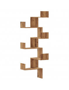 Scaffale Angolare Muro Rovere Artigianale 45x45x147 cm Legno