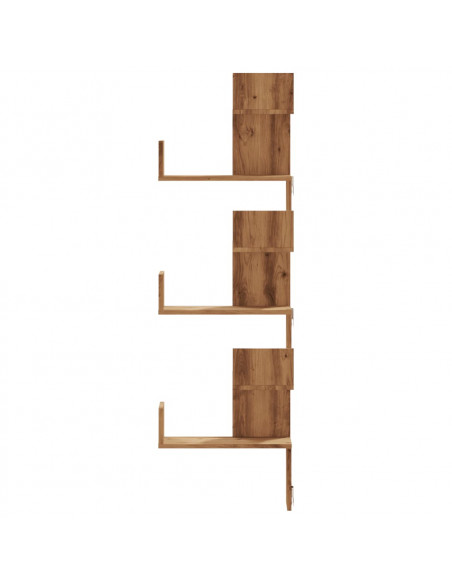 Scaffale Angolare Muro Rovere Artigianale 45x45x147 cm Legno
