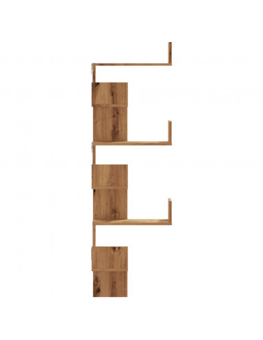 Scaffale Angolare Muro Rovere Artigianale 45x45x147 cm Legno