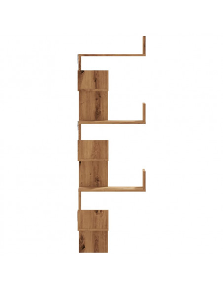 Scaffale Angolare Muro Rovere Artigianale 45x45x147 cm Legno